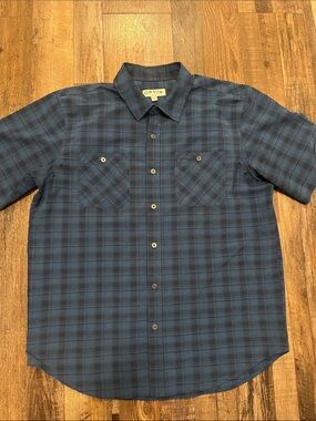 Orvis Blue Black Plaid Short-Sleeve Button-Down Shirt